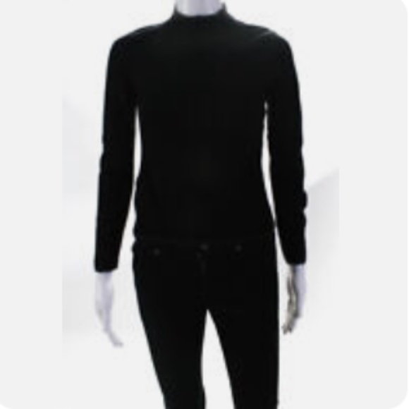 PIAZZA SEMPIONE Italian Black Wool Mock Turtleneck Sweater - Picture 1 of 1